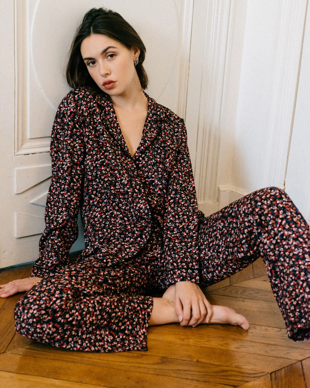 Chemise pyjama Alicia Black Flowers Girls In Paris - Lingerie & Maillots